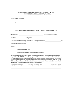Florida Disposition of Personal Property Without Administration