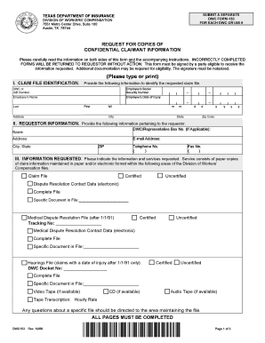 Texas Workers' Compensation Claimant Information Request