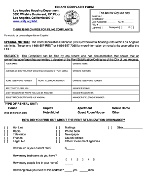 Tenant Complaint Form