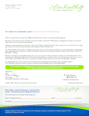 Breast Cancer Screening Appointment Letter