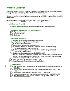 Proposal Checklist for Grant Application