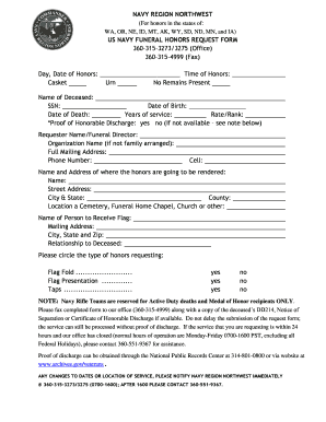 US Navy Funeral Honors Request Form