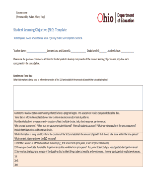 Student Learning Objective Template