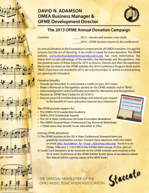 2013 OFME Annual Donation Campaign Checklist