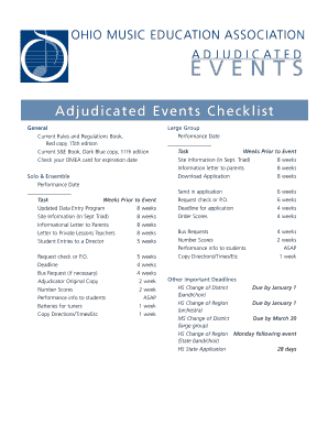 Ohio Music Education Association Adjudicated Events Checklist
