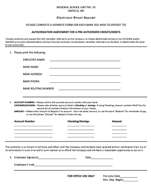 Electronic Direct Deposit Authorization Form
