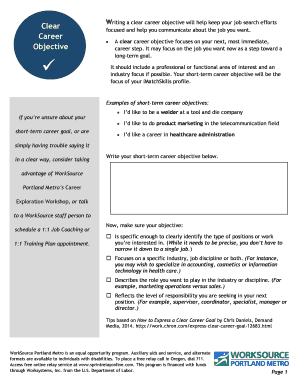 My Resume Clear W Checklist Career clear Objective - www2 worksourceportlandmetro