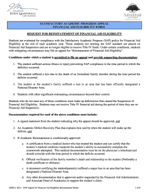 Satisfactory Academic Progress Appeal Form