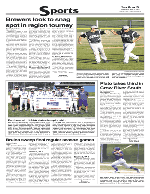 S Section B ports Wednesday, July 29, 2015 The McLeod County Chronicle Brewers look to snag spot in region tourney By Tom Carothers Sports Editor A pair of 32 losses to wrap up the regular season could not keep the Glencoe Brewers from