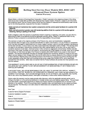 Wayne Dalton Rolling Steel Service Door Warranty