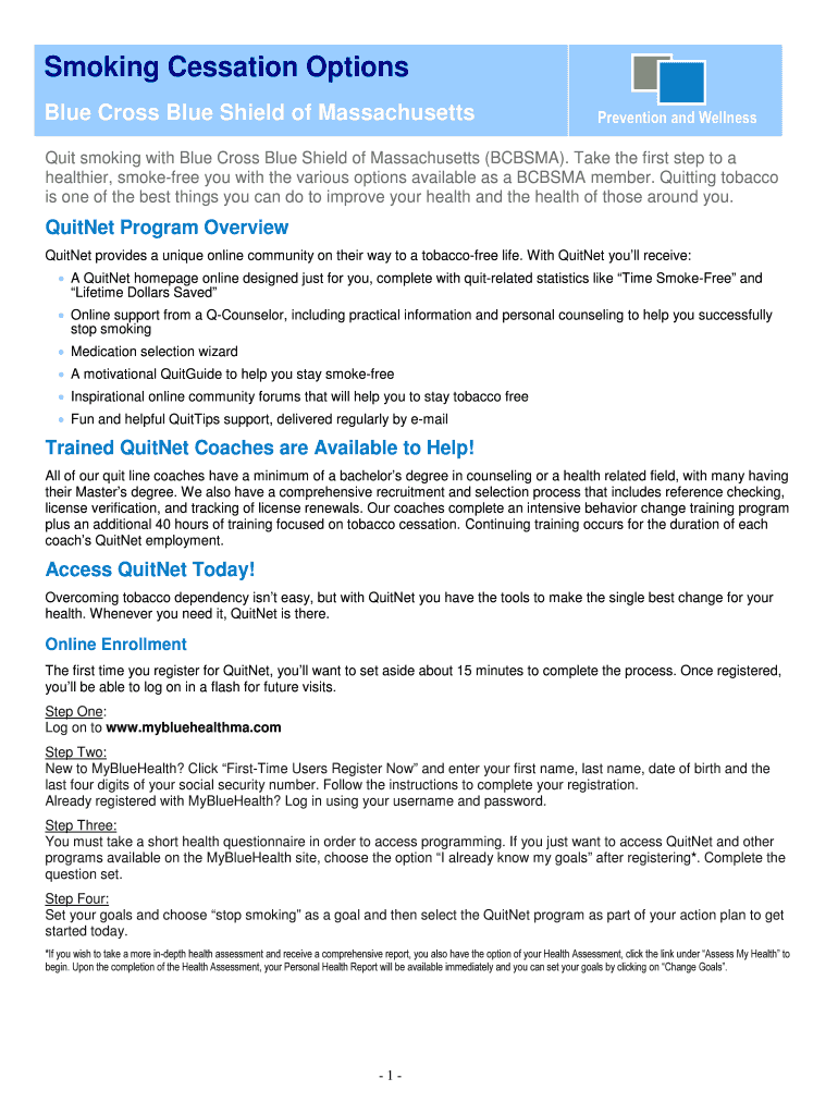 Fillable Online Smoking Cessation Options Fax Email Print pdfFiller