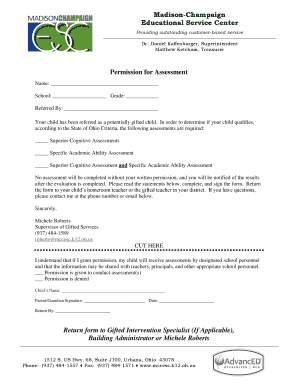 Ohio Gifted Child Assessment Permission Form