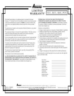 Amana Heating and Air Conditioning Limited Warranty