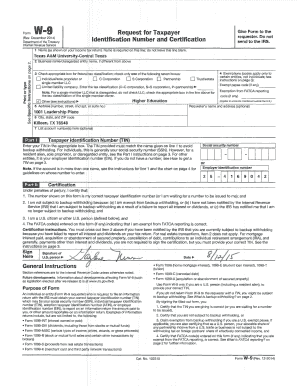 Form W-9 Request for Taxpayer Identification Number and Certification