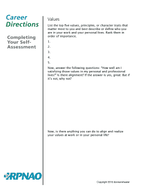 Career Values Self-Assessment Form