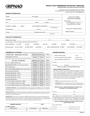 Special Policy Membership Application Form