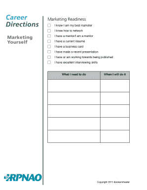 Career Marketing Readiness Form