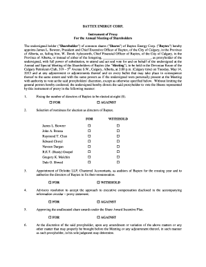 Baytex Energy Corp Proxy Form