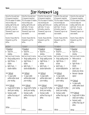 Star Homework Log