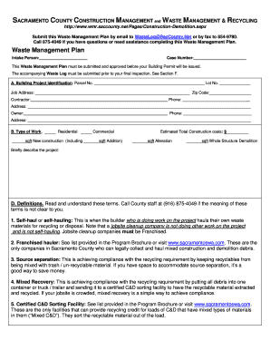 Waste Management Plan - Waste Management and Recycling - wmr saccounty