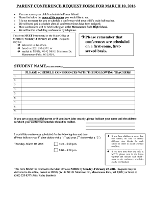Parent Conference Request Form