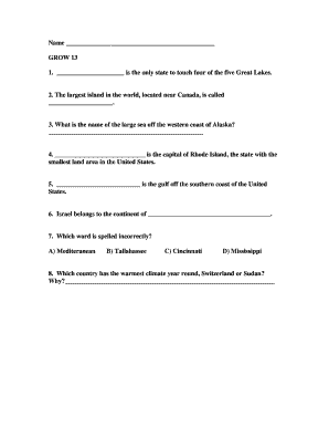 Geography Quiz Form
