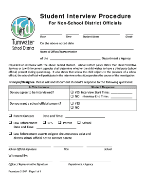 Student Interview Procedure Form