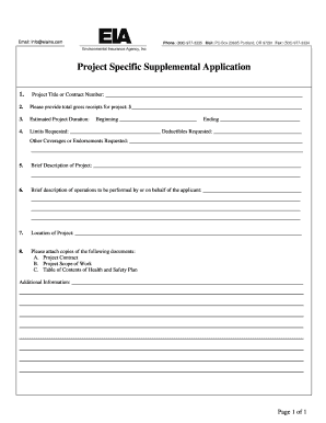 Project Specific Supplemental Application