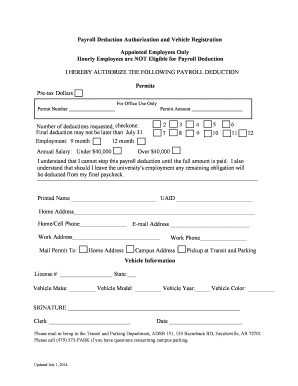 Payroll Deduction Authorization and Vehicle Registration
