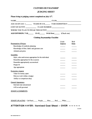 Clothing Buymanship Judging Form - rice k-state