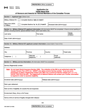 Canadian Forces Honours and Awards Application