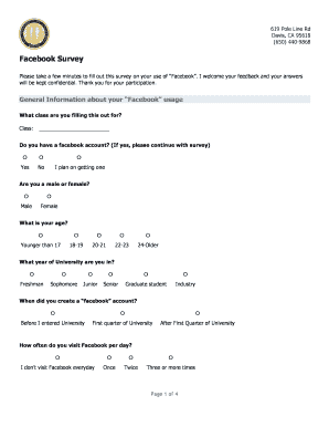 Facebook Usage Survey Form
