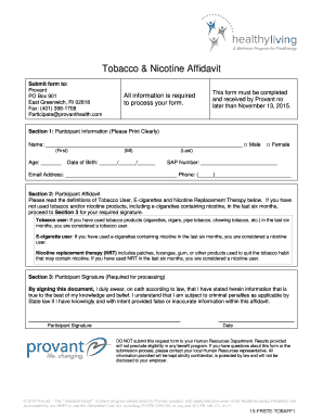 Tobacco and Nicotine Affidavit