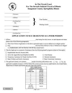Illinois Poor Person Application