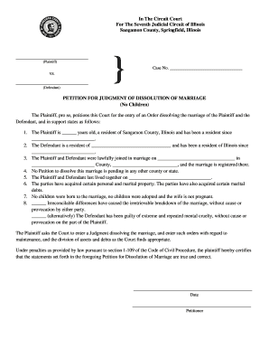 Petition for Dissolution of Marriage
