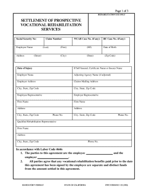 California Vocational Rehabilitation Settlement Agreement