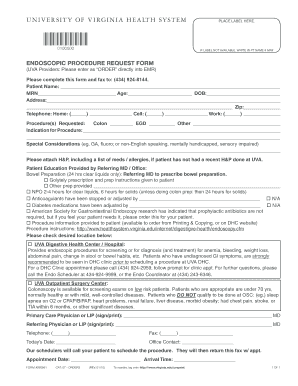 Endoscopic Procedure Request Form