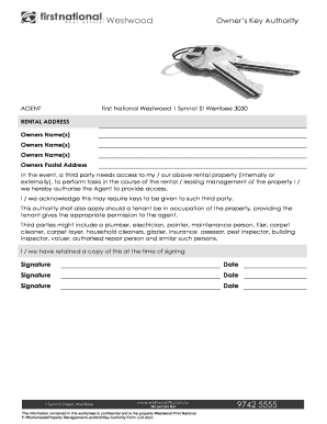 Property Management Key Authority Form