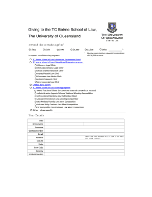 Donation Form for TC Beirne School of Law