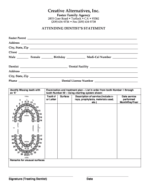 Attending Dentist's Statement