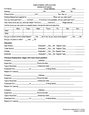 Employment Application Form