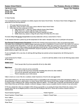 Sumner School District Non-Parental Transportation Permission Form