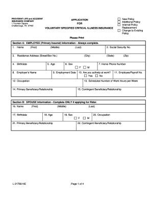 Voluntary Critical Illness Insurance Application