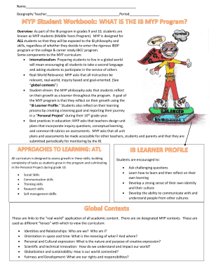 IB MYP Learner Profile Self-Assessment Form