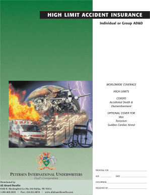 High Limit Accident Insurance Application