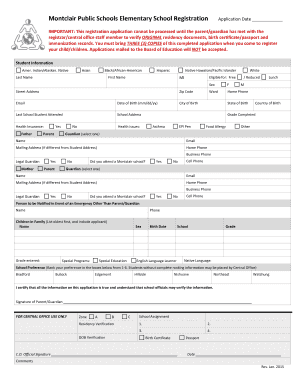 Elementary School Registration Form