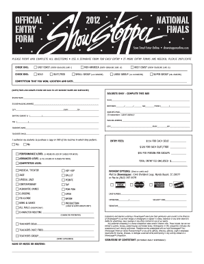 2012 National Entry Finals Form