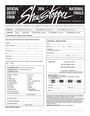 2014 National Entry Finals Form