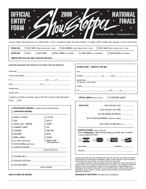 2008 National Entry Finals Form