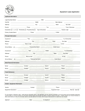 Equipment Lease Application